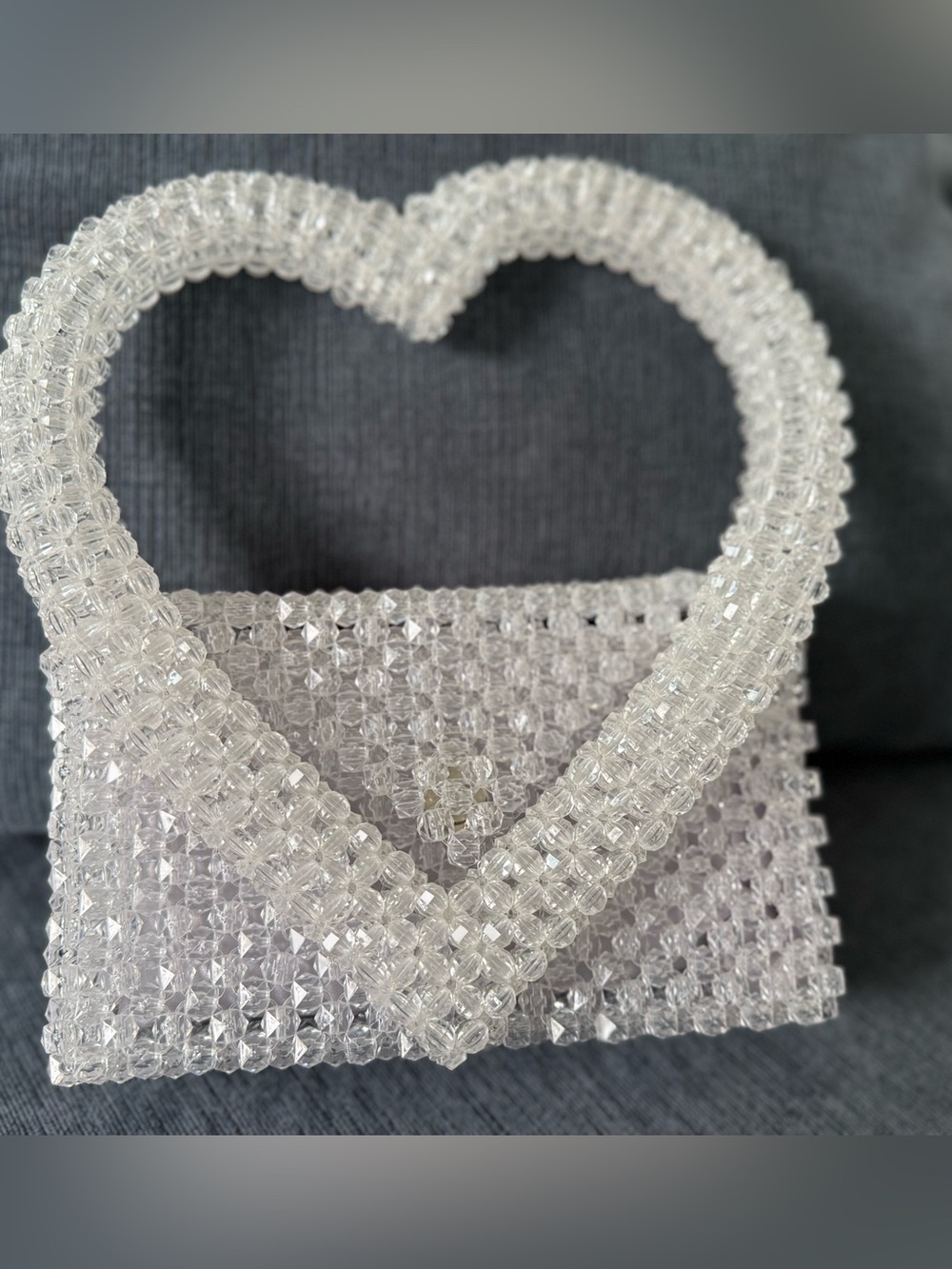 Crystal Beaded Heart Handle Bag